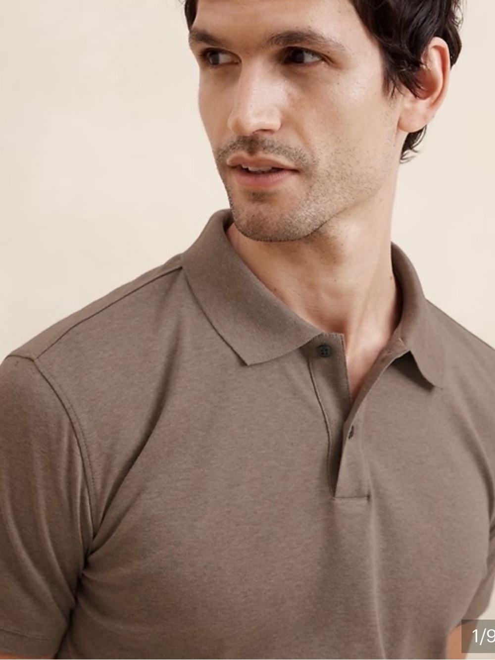 Banana Republic Luxe Touch Polo in Toasted Brown Heather, Size L